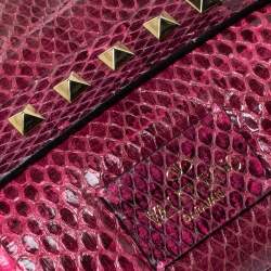 Valentino Pink Python Rockstud Wristlet Clutch