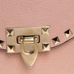Pre Owned Valentino Pink Leather Rockstud Shoulder Bag