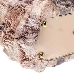 Pre Owned Valentino Multicolor Flower Applique Satin and Leather Tote