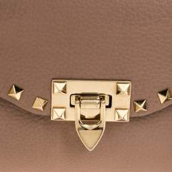 Pre Owned Valentino Beige Leather Rockstud Shoulder Bag