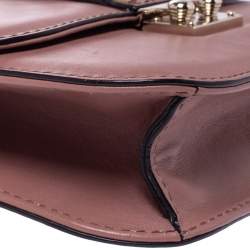 Pre Owned Valentino Old Rose Pink Leather Rockstud Small Glam Lock Shoulder Bag