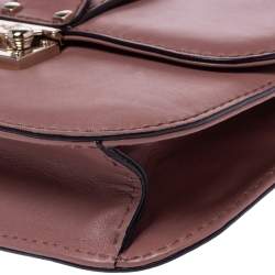 Pre Owned Valentino Old Rose Pink Leather Rockstud Small Glam Lock Shoulder Bag