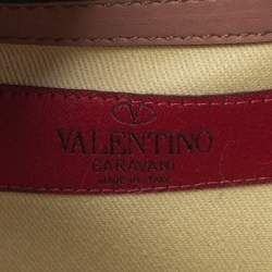 Pre Owned Valentino Old Rose Pink Leather Rockstud Small Glam Lock Shoulder Bag