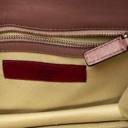 Pre Owned Valentino Old Rose Pink Leather Rockstud Small Glam Lock Shoulder Bag