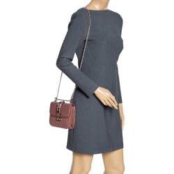 Pre Owned Valentino Old Rose Pink Leather Rockstud Small Glam Lock Shoulder Bag