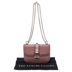 Pre Owned Valentino Old Rose Pink Leather Rockstud Small Glam Lock Shoulder Bag