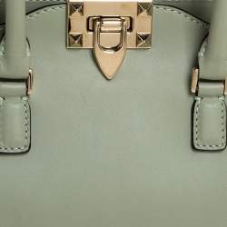 Pre Owned Valentino Mint Green Leather Mini Rockstud Trapeze Tote