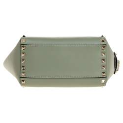 Pre Owned Valentino Mint Green Leather Mini Rockstud Trapeze Tote