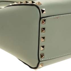 Pre Owned Valentino Mint Green Leather Mini Rockstud Trapeze Tote