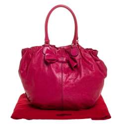 Pre Owned Valentino Pink Leather Bow Hobo