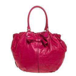 Pre Owned Valentino Pink Leather Bow Hobo