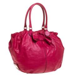 Pre Owned Valentino Pink Leather Bow Hobo