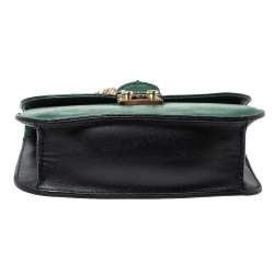 Pre Owned Valentino Green/Black Leather Small Rockstud Glam Lock Flap Bag