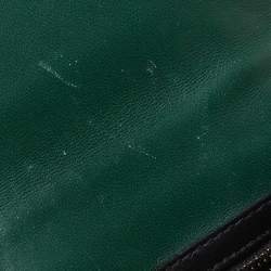 Pre Owned Valentino Green/Black Leather Small Rockstud Glam Lock Flap Bag