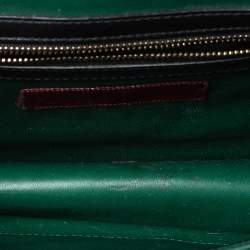 Pre Owned Valentino Green/Black Leather Small Rockstud Glam Lock Flap Bag