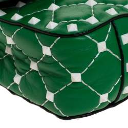 Pre Owned Valentino Green Quilted Leather Small Rockstud Spike Chain Shoulder Bag