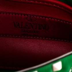 Pre Owned Valentino Green Quilted Leather Small Rockstud Spike Chain Shoulder Bag