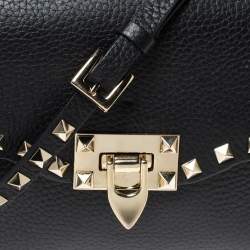 Pre Owned Valentino Black Leather Rockstud Shoulder Bag