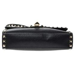 Pre Owned Valentino Black Leather Rockstud Shoulder Bag