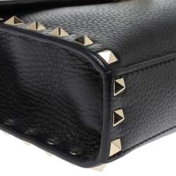 Pre Owned Valentino Black Leather Rockstud Shoulder Bag