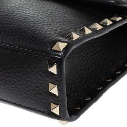 Pre Owned Valentino Black Leather Rockstud Shoulder Bag