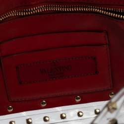 Pre Owned Valentino Clear/Red PVC Medium Rockstud Spike Chain Shoulder Bag