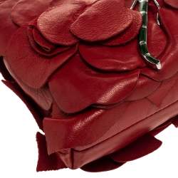 Pre Owned Valentino Red Leather Crystal Embellished Dragonfly Wristlet Clutch