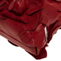 Pre Owned Valentino Red Leather Crystal Embellished Dragonfly Wristlet Clutch