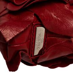 Pre Owned Valentino Red Leather Crystal Embellished Dragonfly Wristlet Clutch