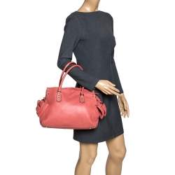 Pre Owned Valentino Coral Orange Leather Rockstud Bow Satchel