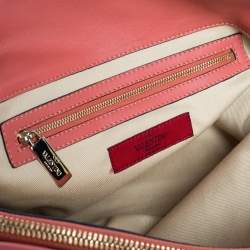 Pre Owned Valentino Coral Orange Leather Rockstud Bow Satchel