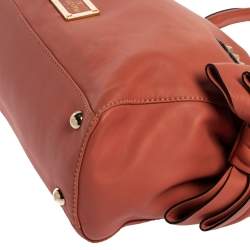 Pre Owned Valentino Coral Orange Leather Rockstud Bow Satchel