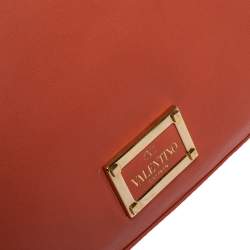 Pre Owned Valentino Coral Orange Leather Rockstud Bow Satchel