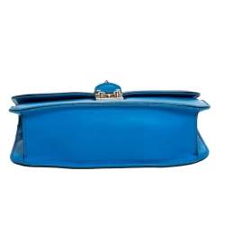 Pre Owned Valentino Turquoise Leather Medium Rockstud Glam Lock Flap Bag