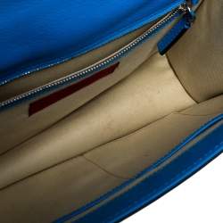 Pre Owned Valentino Turquoise Leather Medium Rockstud Glam Lock Flap Bag