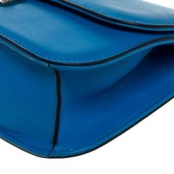 Pre Owned Valentino Turquoise Leather Medium Rockstud Glam Lock Flap Bag