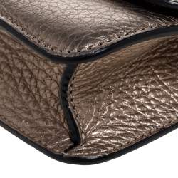 Pre Owned Valentino Metallic Gold Leather Mini Glam Lock Shoulder Bag