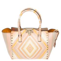 مملوكة مسبقًا Valentino Multicolor Leather Small Native Couture 1975 Rockstud Tote