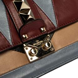 Pre Owned Valentino Multicolor Leather Mini Colorblock Rockstud Glam Lock Bag