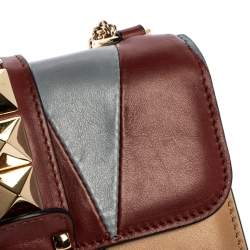 Pre Owned Valentino Multicolor Leather Mini Colorblock Rockstud Glam Lock Bag