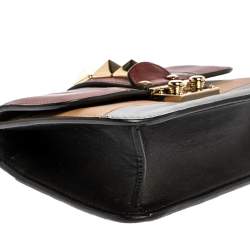 Pre Owned Valentino Multicolor Leather Mini Colorblock Rockstud Glam Lock Bag