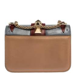 Pre Owned Valentino Multicolor Leather Mini Colorblock Rockstud Glam Lock Bag