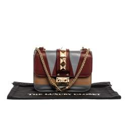 Pre Owned Valentino Multicolor Leather Mini Colorblock Rockstud Glam Lock Bag