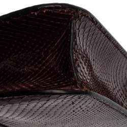 Pre Owned Valentino Burgundy Python Small Rockstud Glam Lock Flap Bag