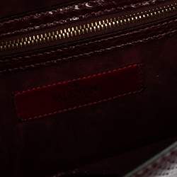 Pre Owned Valentino Burgundy Python Small Rockstud Glam Lock Flap Bag