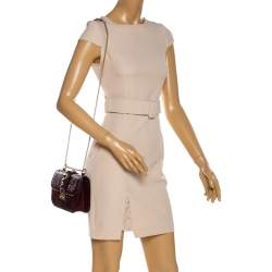 Pre Owned Valentino Burgundy Python Small Rockstud Glam Lock Flap Bag