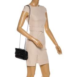 Pre Owned Valentino Black Quilted Soft Crackle Leather Small Rockstud Spike Shoulder Bag