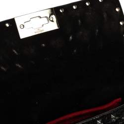 Pre Owned Valentino Black Quilted Soft Crackle Leather Small Rockstud Spike Shoulder Bag