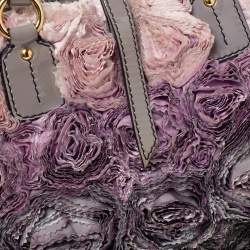 Pre Owned Valentino Multicolor Floral Applique Satin and Patent Leather Shopper Tote