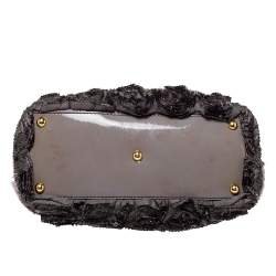 Pre Owned Valentino Multicolor Floral Applique Satin and Patent Leather Shopper Tote